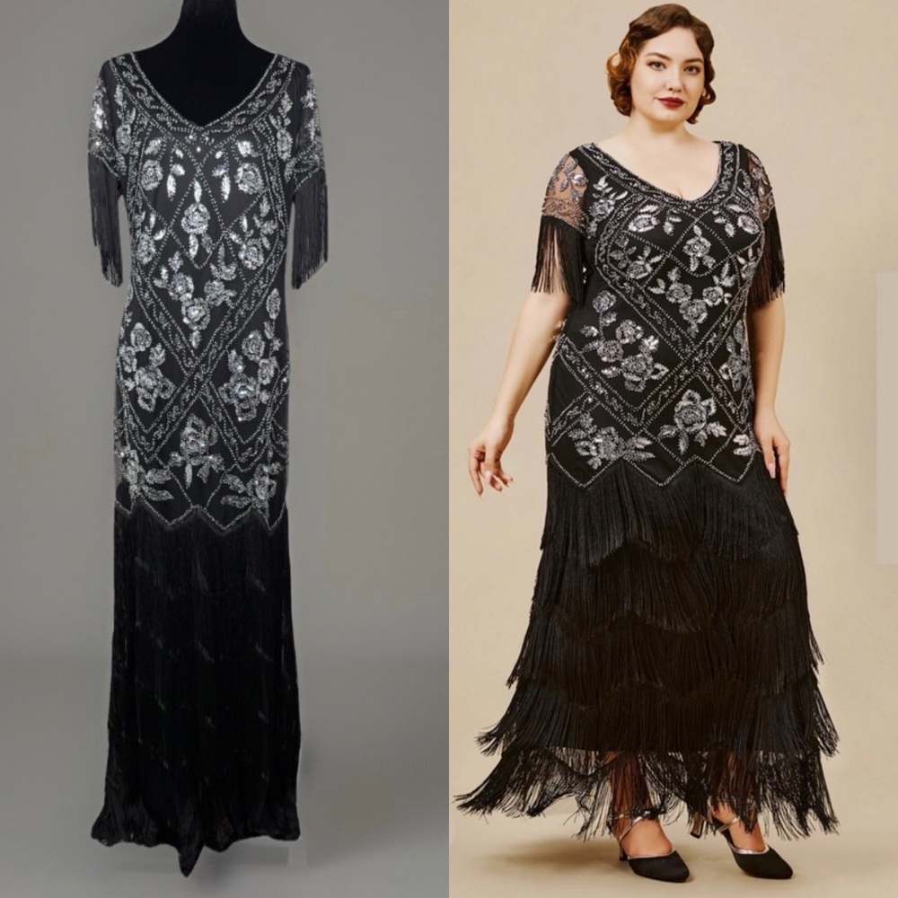 Babeyond- Flowery Multi-Layer Maxi Mermaid Plus Size Dress